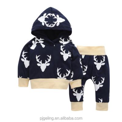 China Eco-friendly Girls Clothing Deer Pattern Printing Hoodie And Pants Kids Clothing Sets for sale