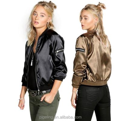 China Fashion Light Satin Drill Fabric Breathable Women Jacket With Zipper for sale