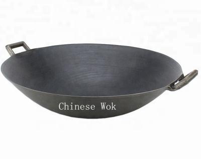 China Large hand made durable cast iron wok with two handle for sale