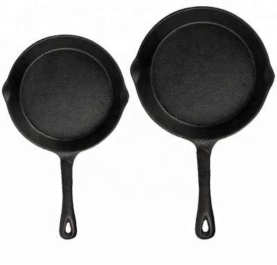 China Dustproof Cast Iron Cooking Non Care Round Stick Frying Pan With Long Handle for sale