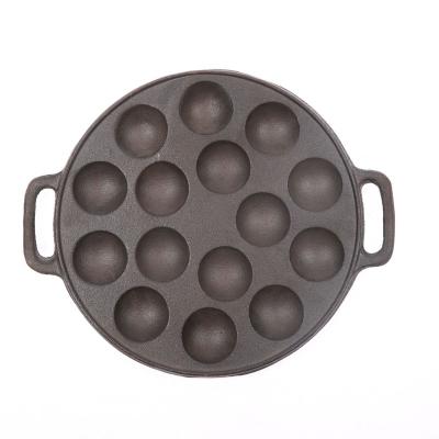 China Sustainably Pre-Seasoned Cast Iron Japanese Takoyaki 15 Hole Egg Pan 9.5 Inch for sale