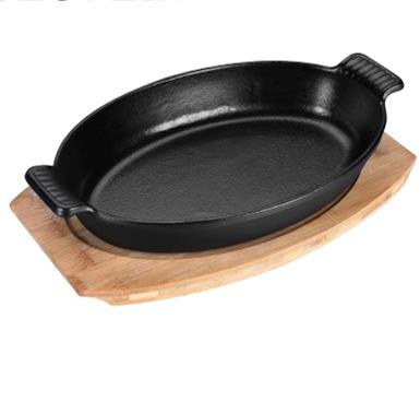 China Preseasoned Disposable Eco-friendly Cast Iron Sizzling Steak Pan And Non-Stick Oval Dish for sale