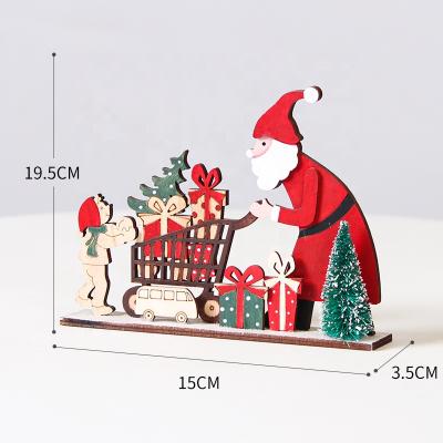 China Eco-friendly Christmas Santa Claus Tree Wooden Ornament Merry Christmas Decorations For Christmas Home Gifts New Year 2022 for sale