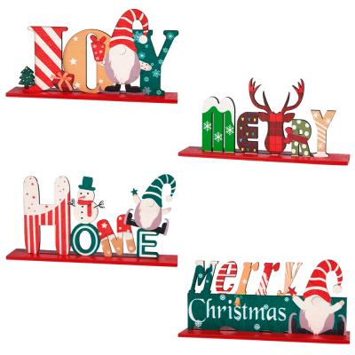 China Popular DIY Celebration Christmas Gift Wooden Creative Faceless Elk Elks Old Man Desk Set Home Party Christmas Decorations Ornaments for sale