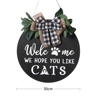 China Cute Cat Sign Modern Wholesale Wooden Sign Wooden Home Gift Wooden Enumeration List for sale