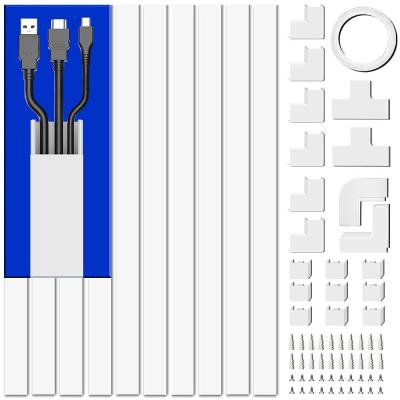 China 2021 MY Amazon Hot Sale 10X L15.7in * W0.95in * H0.55in 157in Cable Cover Channel Rope Raceway PVC Cable White Trunking 158