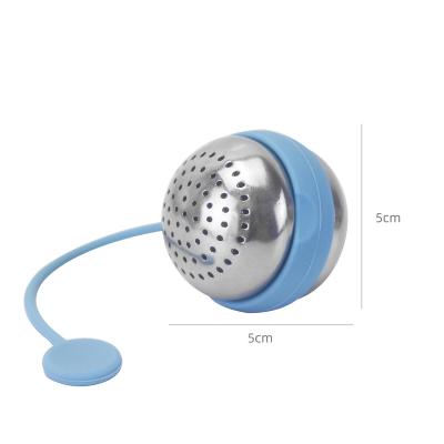 China Sustainable Round Stainless Steel Tea Making Tool Silicone Ball Tea Strainer Reusable Bubble Tea Bag Filter for sale