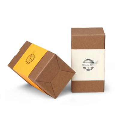 China 2022 New Arrival Recyclable Small Kraft Paper Box Snack Tea Cup Creative Folding Corrugated Paper Box for sale