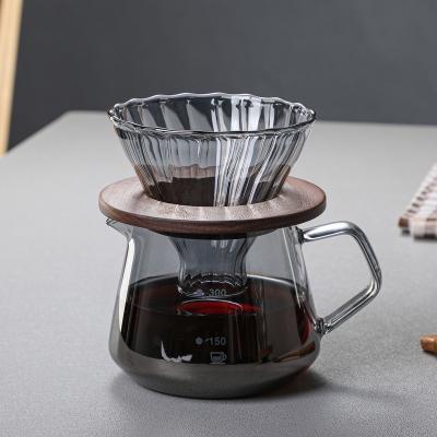 China Sustainable Heat Resistant 10oz 20oz Pour Over Coffee Maker Glass Coffee Sharing Pot for sale