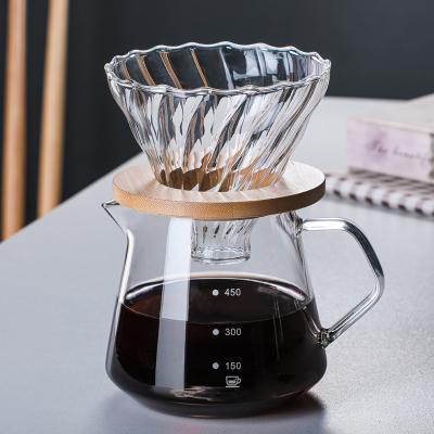 China Sustainable Hot Sale V60 Borosilicate Glass Heat Resistant Free Drip Coffee Sharing Pot for sale