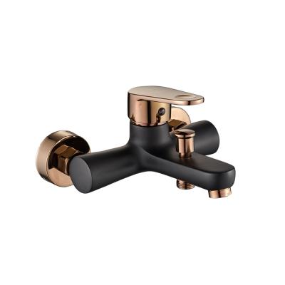 China Without Slide Bar Black And Rose Gold Bath Shower Mixer Taps Outdoor Wall Mounted Tub Faucets for sale