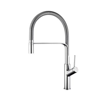 China Contemporary Modern Brass Body Stainless Steel Spring Deck Mounted Pull Down Kitchen Faucet Sink Mixer Tap for sale