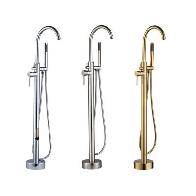 China Without Slide Bar Wholesale Brass Floor Standing Bathtub Shower Set Faucet Mixer Bathroom for sale