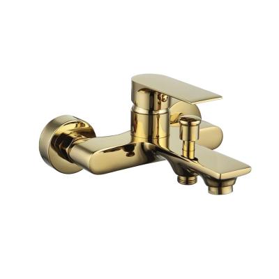 China Without Slide Bar Wall Mount Bathtub Faucet With Shower Sprayer Hot And Cold Water Mixer Tap Hand Held Bathroom Faucet for sale