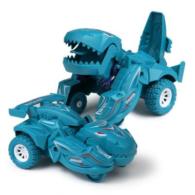 China Safe and Environmentally Friendly Kawaii mini 2 in 1 Toy Anime Action Collision Transforming Car Dinosaur Robot Model Inertial Car for Kids for sale