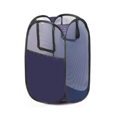 China Wholesale Viable Mesh Pop Up Laundry Hamper with Pocket and Side Handles for sale