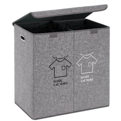 China Removable Cardboard Lid Storage Bags Removable Laundry Clothes Hamper Collapsible Sorter Basket Bins Laundry Basket for sale