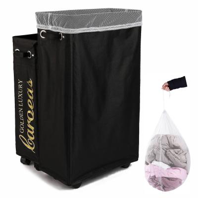 China Foldable Laundry Basket Mesh Laundry Basket with Easy Lid for Laundry Tall and Narrow Shape for Corner Storage for sale