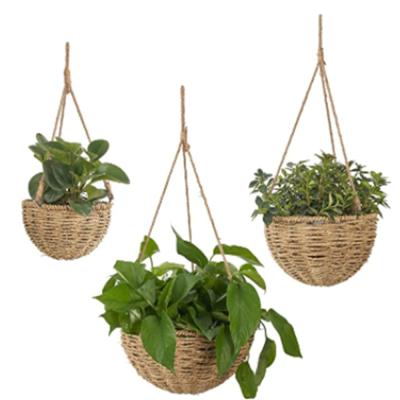 China 3 Tier Cotton Jute Storage Basket Hanging Wall Hanging Baskets For Plants Fruit Basket for sale