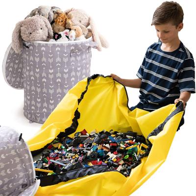 China Viable Kids Toy Storage Bag for Living Room Toy Organizer Storage Boxes and Game Mat Multifunctional Collapsible Storage Basket for sale