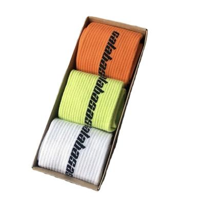 China Breathable 3Pairs With Box Yeezy Calabasas Multicolor Orange Green Bangs Kanye West Streetwear Cotton Socks Fashion Hypebeast Hipster Socks for sale