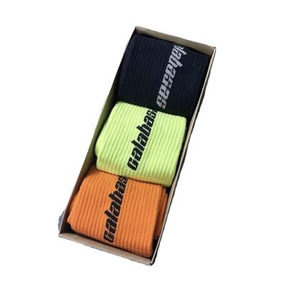 China Breathable 3Pairs With Box Yeezy Calabasas Multicolor Orange Green Bangs Kanye West Streetwear Cotton Socks Fashion Hypebeast Hipster Socks for sale