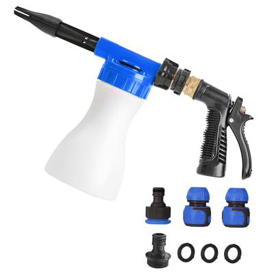 China Variable Flow Control Adjustable Metal Low Pressure Garden Hose Nozzle Sprayer Snow Foam Cannon Lance Car Wash Spray Water Gun for sale