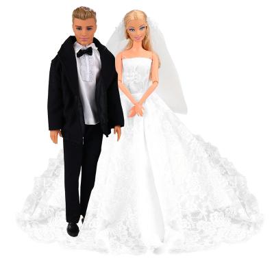 China DIY TOY Fashion Princess Wedding Dress with Black Suit Doll Clothes Ken Doll Couple Set for 11.5-12inch Doll Child Girl Toy Gift for sale