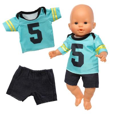 China DIY TOY Wholesale 1 PCS Newborn Baby - Doll Sports Football Uniform Shirts Clothes Accessories Sets For 16-18inch Doll Kids Girl Toy Gift for sale