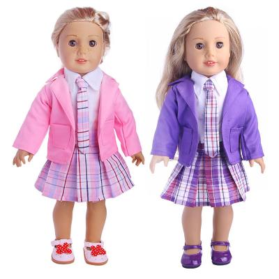 China Wholesale Fashion 4PCS Babies Doll Clothes/Doll Clothes Set= 1 Blouse+1 Skirt+1 Jacket+1 Tie For 18 Inch American Doll Girl for sale