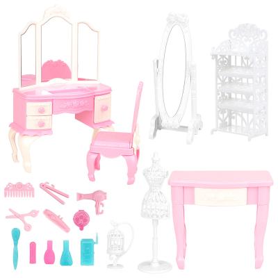 China Dolll's Fashion/Bedroom Accessories=Random Fashion 18 Items Colors Chair Desk Mirror Furniture For 11.5 Inch Girl Doll Make Up Dress Up Play for sale