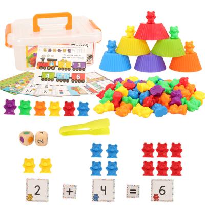 China Counting Toys 84 Items/Kids Set Toys = 60 Math Counting Bear + 6 Matching Cups +9 Activity Cards +5 Game Cards + 2 Dies + 1 Box + 1 Tweezers for sale