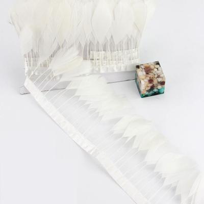 China Factory Wholesale Custom Color Stripped Goose Feather Trim Fringe Trimming for sale