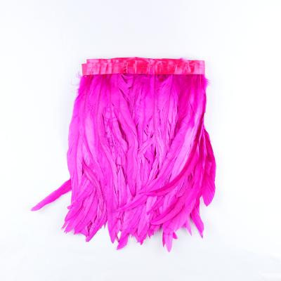 China Decorations Wholesale Cheap Ribbon Lace Fringe Rooster Tail Feather Trim for sale