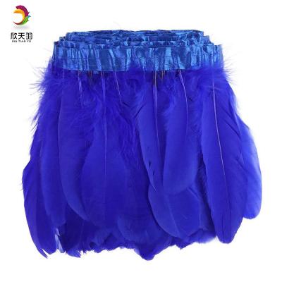 China Goose Feather Factory Direct Sale Blue Goose Feather Fringe Trimming Goose Royal Trim for sale