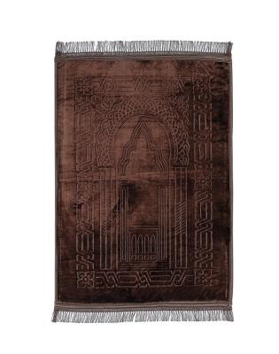 China Stain Resistant Hot Sale Extra Thick Turkey Brown Cushion Soft Sajadah Prayer Mat Rug for sale