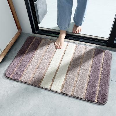 China Door Washable Quick Dry Striped Plush Flooring Absorbent Bath Mat For Laundry Room And Bath for sale