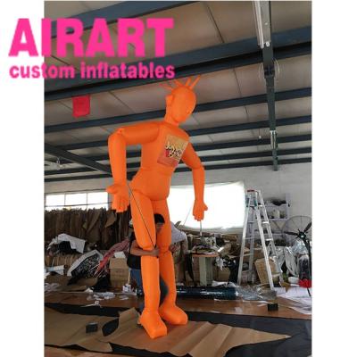 China PVC tarpaulin cloth/420D Oxford clothes cute customized inflatable orange color puppet balloon for sale