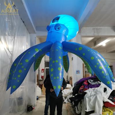 China 420D Oxford Blue Octopus Model Custom Decoration Inflatable Sea Animal Inflatable Puppet Costume for sale