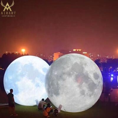 China PVC tarpaulin/oxford cloth/optional park yard illumination moon balloon grounding inflatable moon lighting for festival decoration for sale