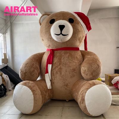 China PVC Tarpaulin / Fabric / Oxford Optio Advertising Giant Inflatable Plush Bear With Red Hat for sale