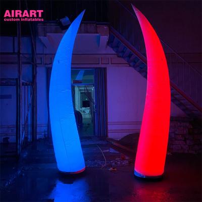 China Party In Stock 2020 Attractive Elephant Tusk Wedding Party Props Inflatable Lighting Pillar for sale