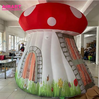 China PVC tarpaulin cloth/420D Oxford clothes cute outdoor decoration inflatable kids like mushroom tunnel tent for sale