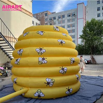 China PVC tarpaulin cloth/420D Oxford clothes innovative advertising logo inflatable bee pattern printing tent for sale