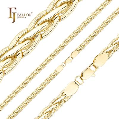 China CLASSIC 54100088 FJ Fallon Fashion Jewelry Spiga Wheat Hammered Chain Plated in 14K Gold Brass Based for sale