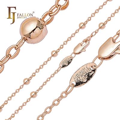 China F84100459 FJ Fallon Fashion Jewelry Round Beads Cable Link Chain CLASSIC Plated in Rose Gold Brass Based for sale