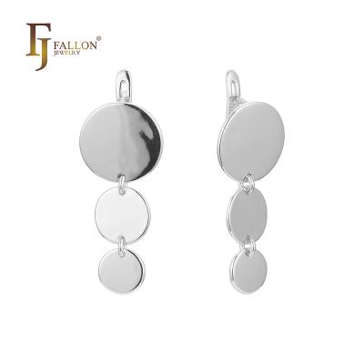 China F42100978 FJ Fallon Fashion Jewelry TRENDY Rose Petal Dropearrings Triple Discs Plated in White Gold Brass Based for sale