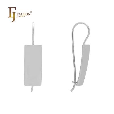 China F42100365 FJ Fallon Fashion Jewelry Simple Long Shiny Square Wire Hook Earrings For Women White Gold Plated Brass Based for sale