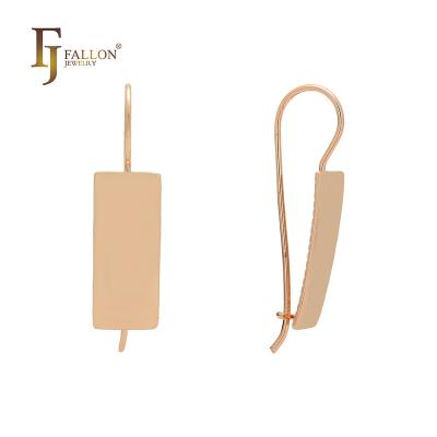 China F82100365 FJ Fallon Fashion Jewelry Simple Long Shiny Square Wire Hook Earrings For Women Rose Gold Plated Brass Based for sale