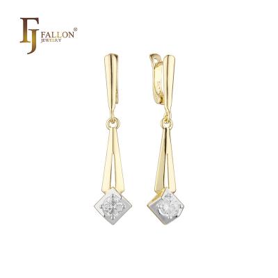 China Z52202726 FJ Fallon Fashion Jewelry FASHIONABLE Solitaire Earrings Plated in 14K Gold Two Tone Brass Based for sale